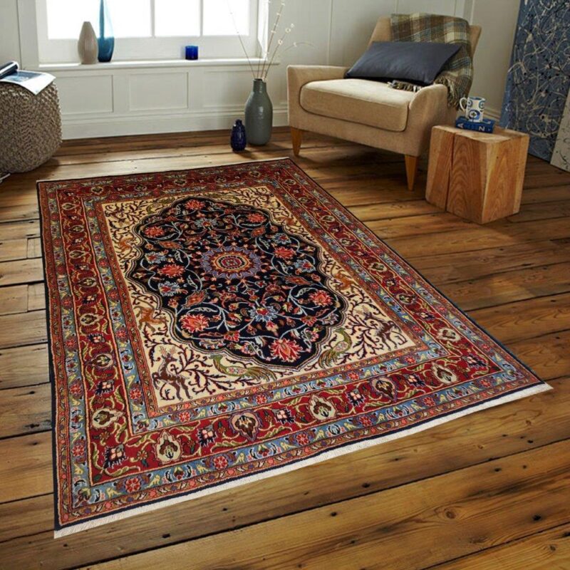 Old three-meter hand-woven carpet, Mashhad design, code 202