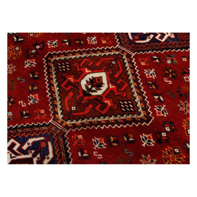 One and a half meter old hand-woven carpet, Qashqai design, code 21281