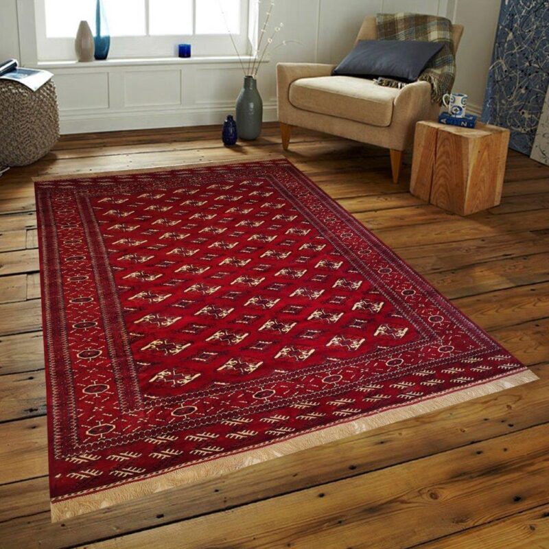 Old seven-meter hand-woven carpet, Turkmen design, code 228