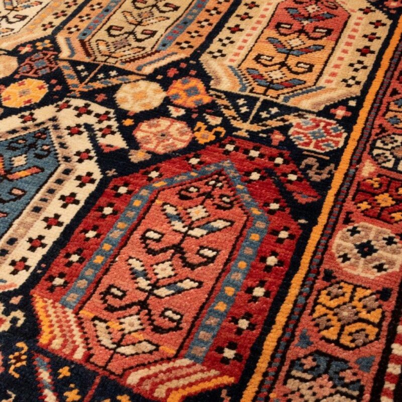 Old hand-woven side carpet three meters long, Persian code 127014