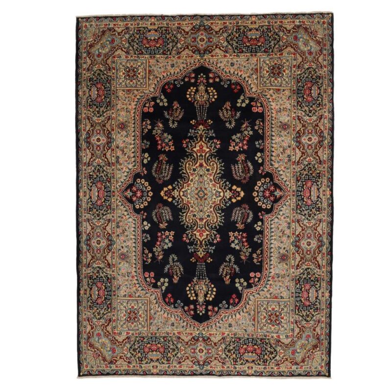 Old hand-woven six-meter carpet, Kerman model, code 593158