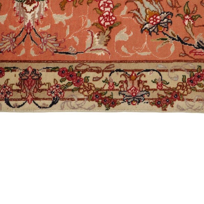 Old hand-woven carpet of six meters, Tabriz silk flower model, code 536043