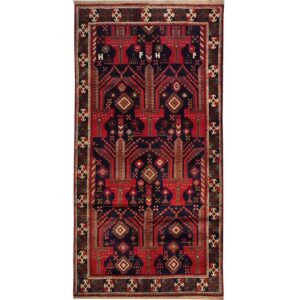 Old hand-woven side rug, three meters long, Baloch design, code 109