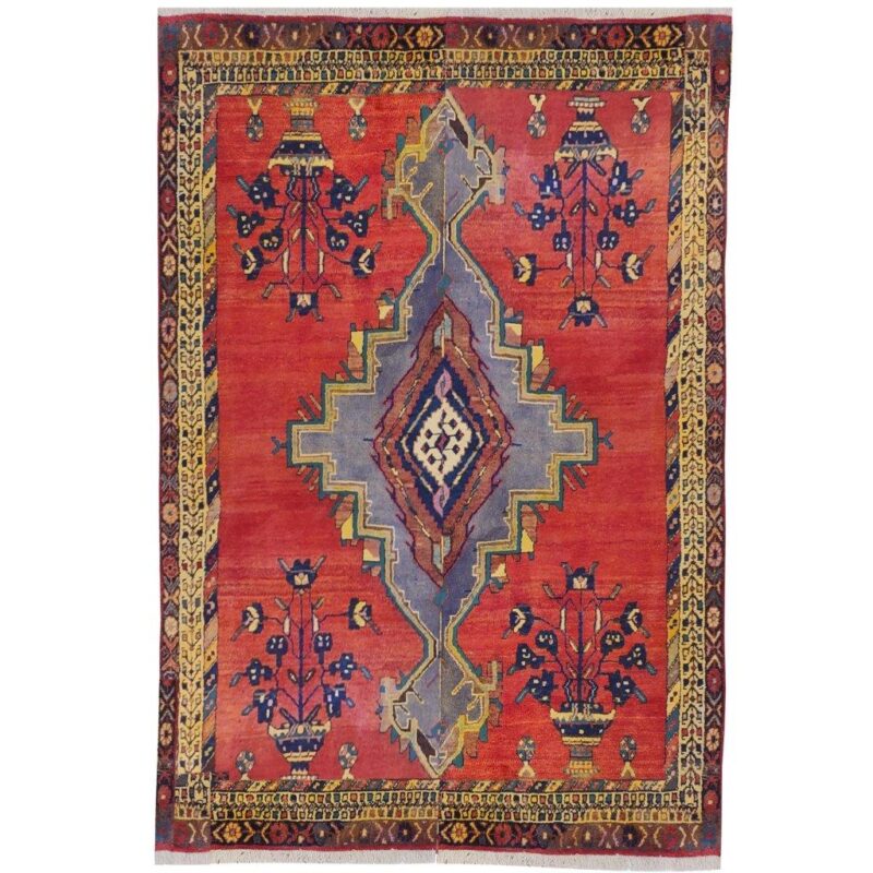 Old three-meter hand-woven carpet, design of four vases, code SH 62