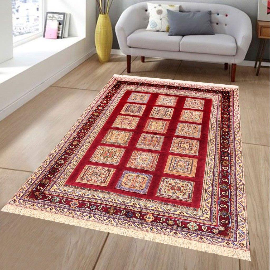 One and a half meter handmade carpet with clay design, code AA268