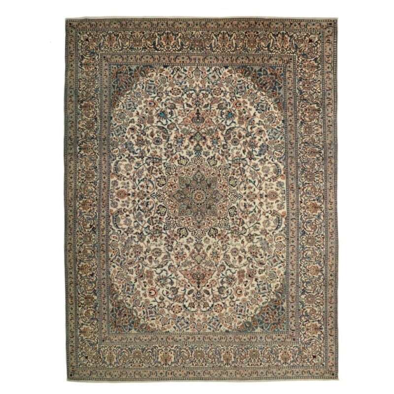 Old 11.5 meter handmade carpet, Nain design, 9 layers, silk flower model, code 456144