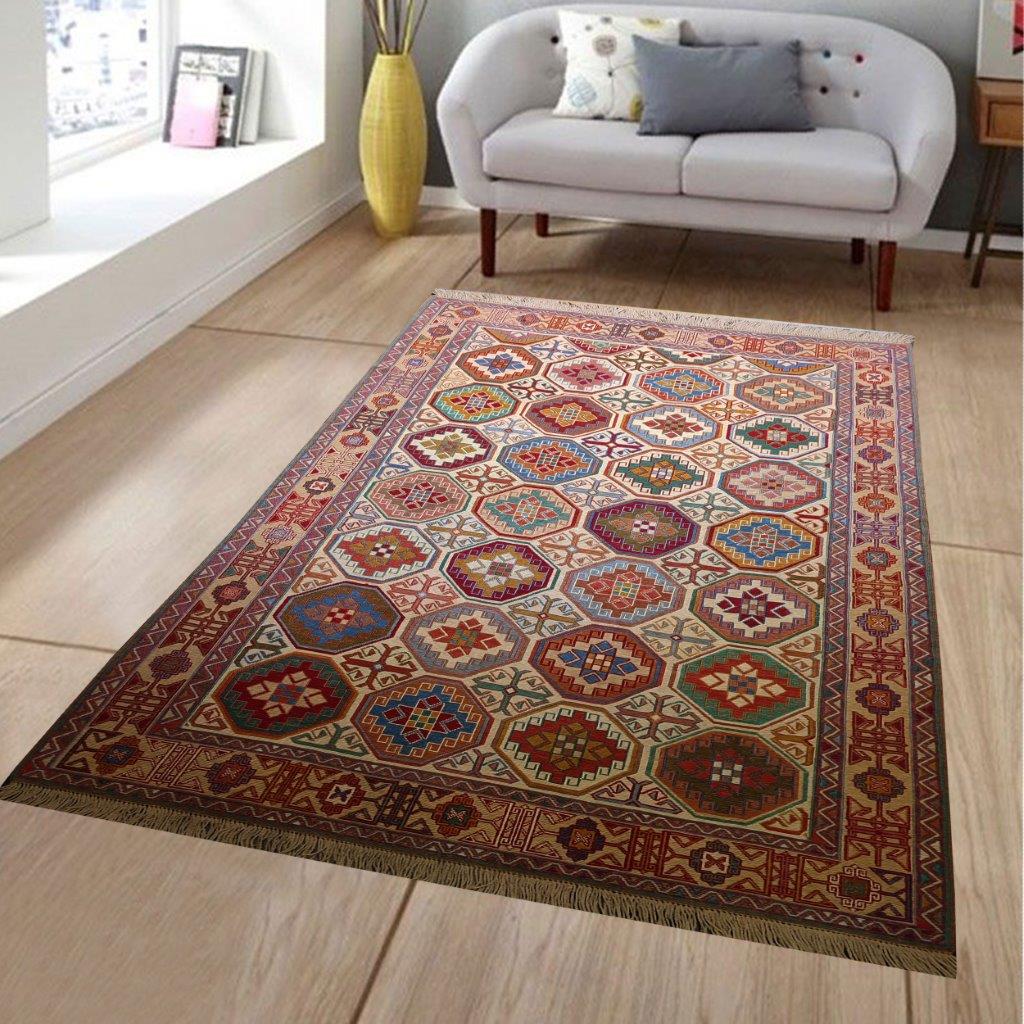 Two-meter hand-woven rug with rhombus design, code AA86