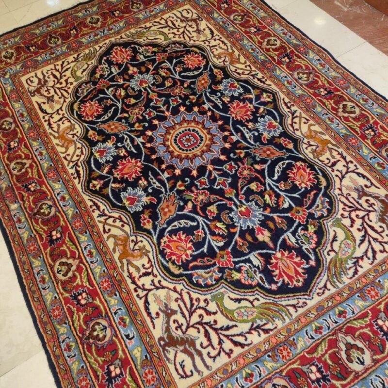 Old three-meter hand-woven carpet, Mashhad design, code 202