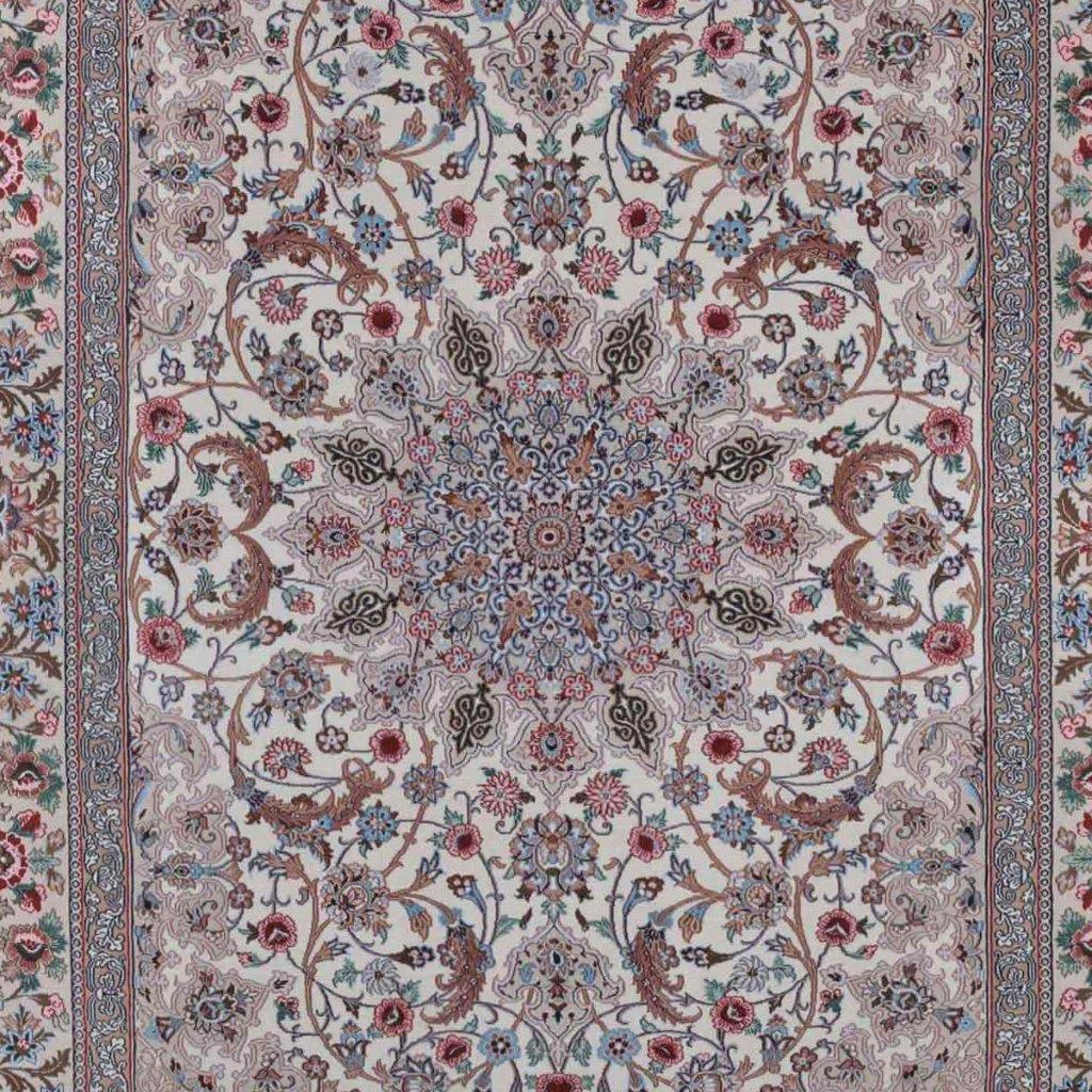 4-meter hand-woven carpet of Isfahan Pourmamar model Lach Taranj code 752, one pair