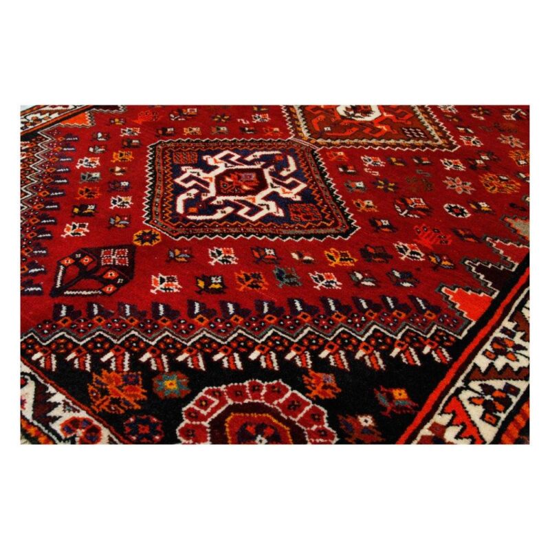 One and a half meter old hand-woven carpet, Qashqai design, code 21281