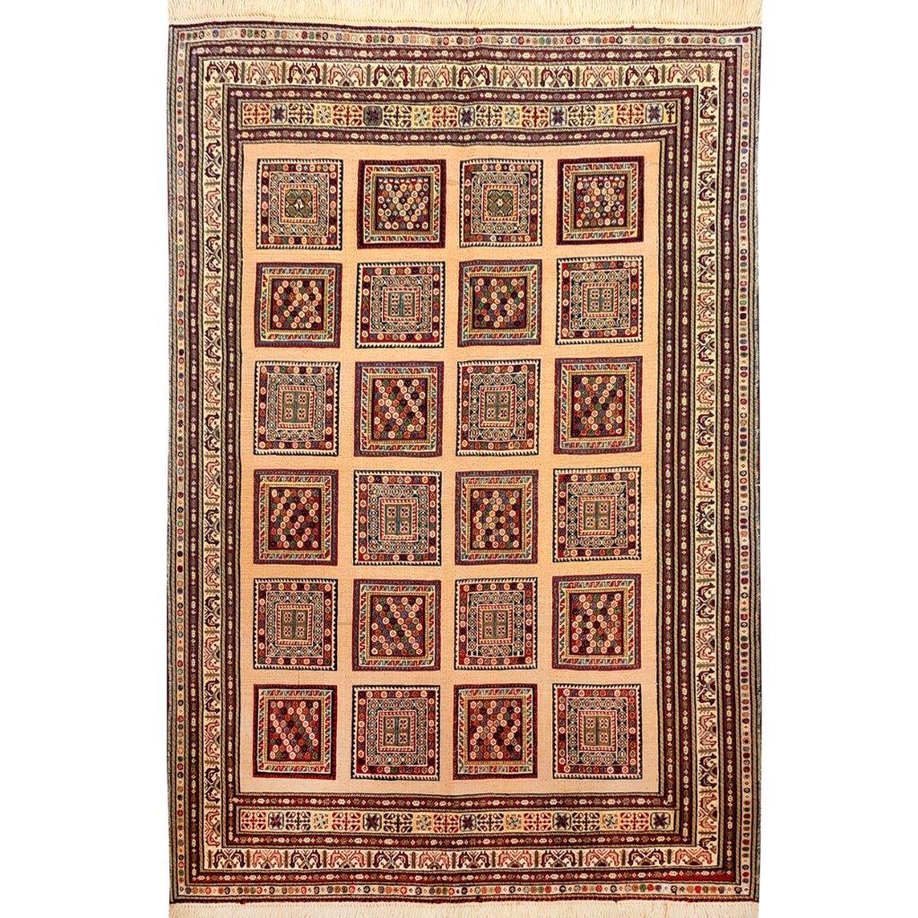 One and a half meter hand-woven carpet with clay design, code AA133
