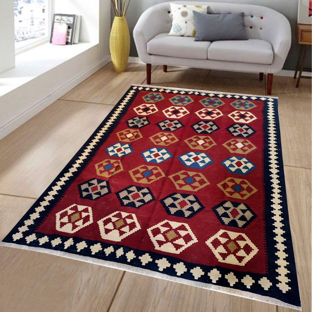 Five-meter hand-woven carpet with a hexagonal pattern, code AA123