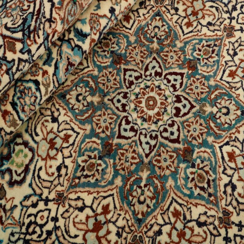 Old 11.5 meter handmade carpet, Nain design, 9 layers, silk flower model, code 456144