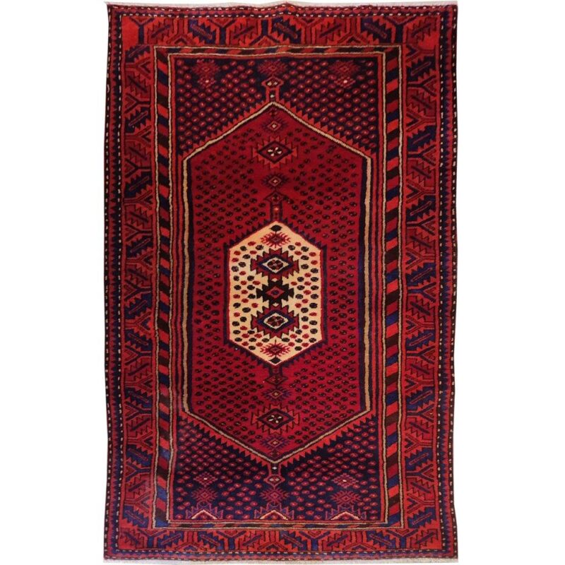 Old two-meter hand-woven carpet with nomadic design, code 84