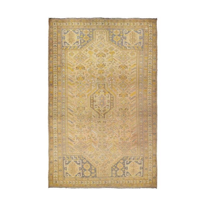 Old hand-woven three and a half meter carpet with Qashqai design, antique model, code 01011