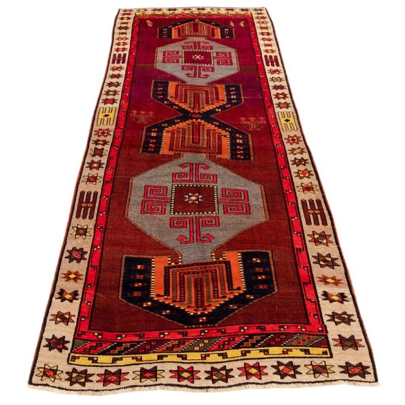 Old hand-woven carpet, three and a half meters long, Persian code 156161