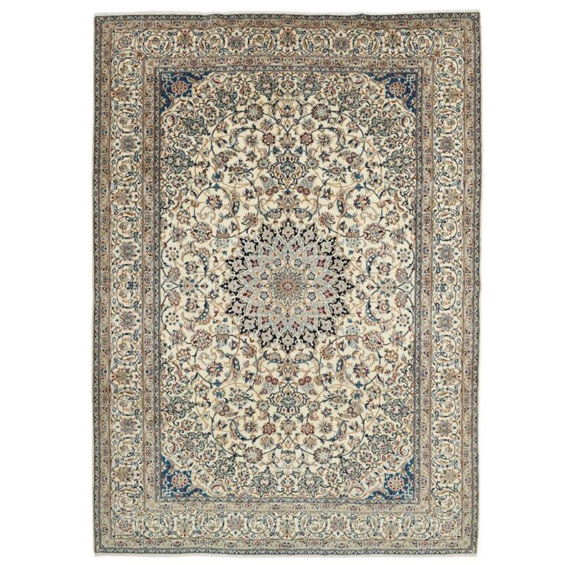 Nine-meter hand-woven old carpet, Nain design, 9la model, silk flower, code 560318