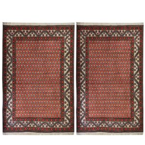 Old three-meter hand-woven carpet with cashmere design, code 178, one pair
