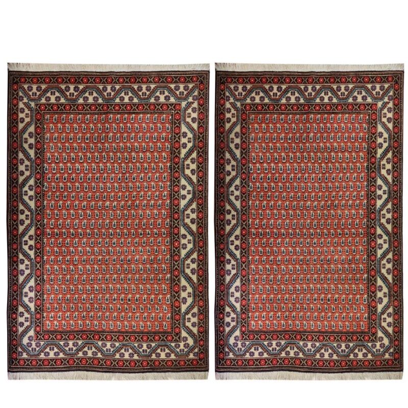 Old three-meter hand-woven carpet with cashmere design, code 178, one pair