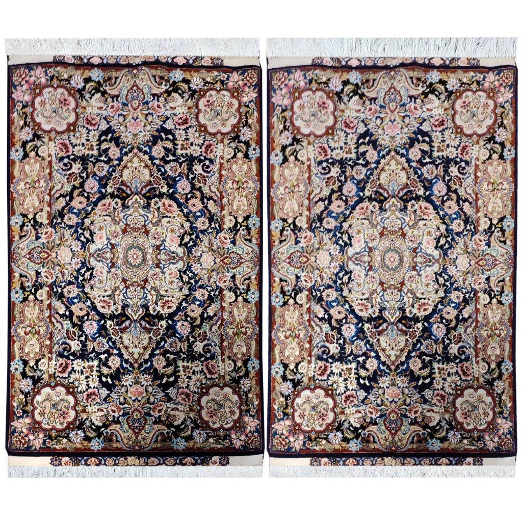 One and a half meter hand-woven carpet, tabriz salari design, code SH 87, one pair