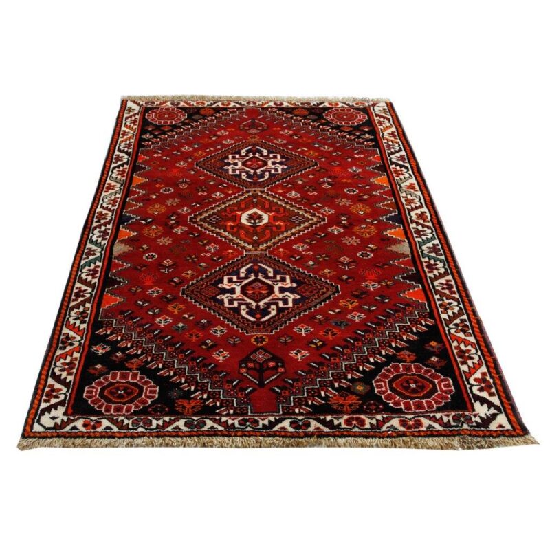 One and a half meter old hand-woven carpet, Qashqai design, code 21281