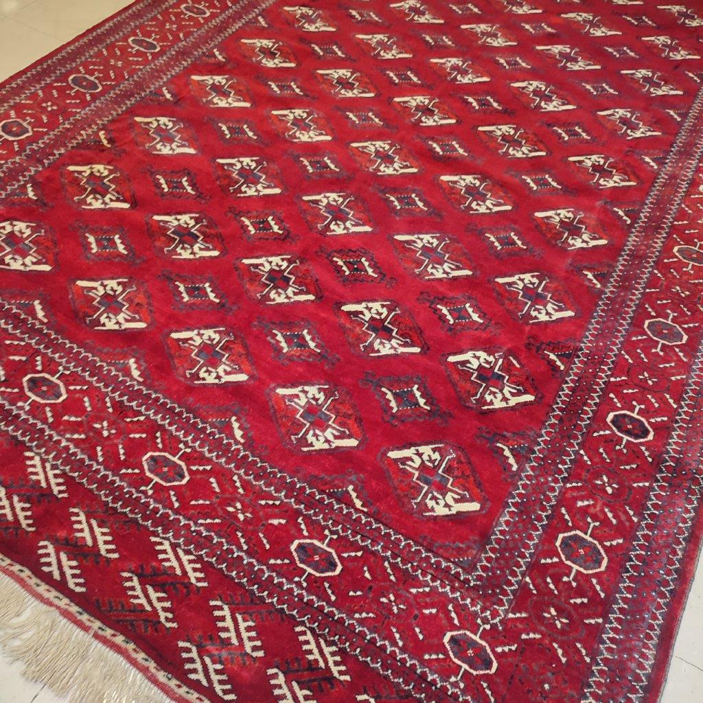 Old seven-meter hand-woven carpet, Turkmen design, code 228