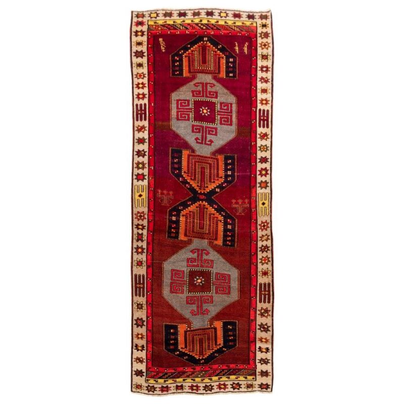 Old hand-woven carpet, three and a half meters long, Persian code 156161
