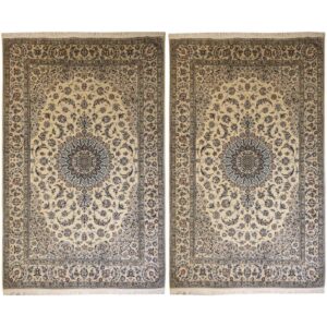 A pair of six-meter old hand-woven Nain design code 39 carpet