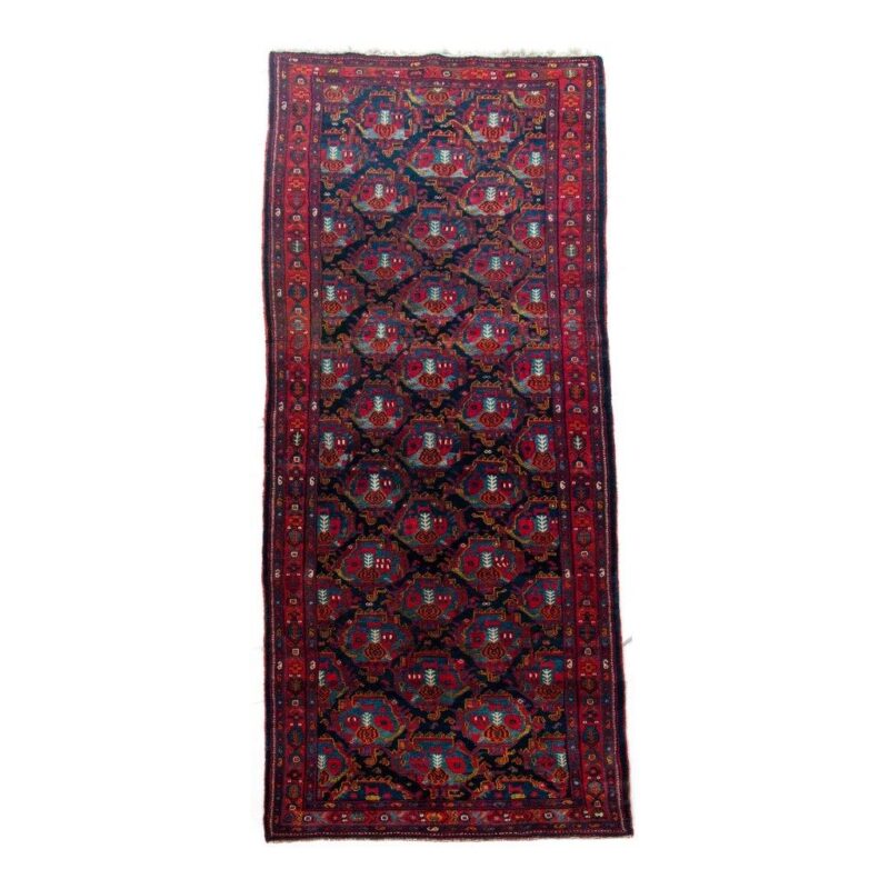 Old hand-woven side carpet, four meters long, Persian code 101822
