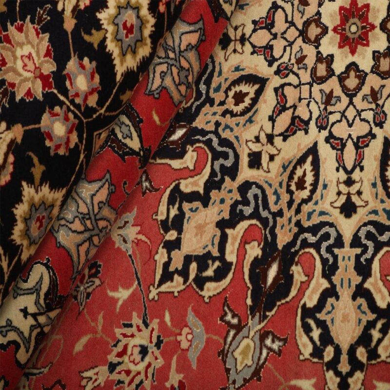 Old hand-woven carpet of six meters, Tabriz silk flower model, code 536045