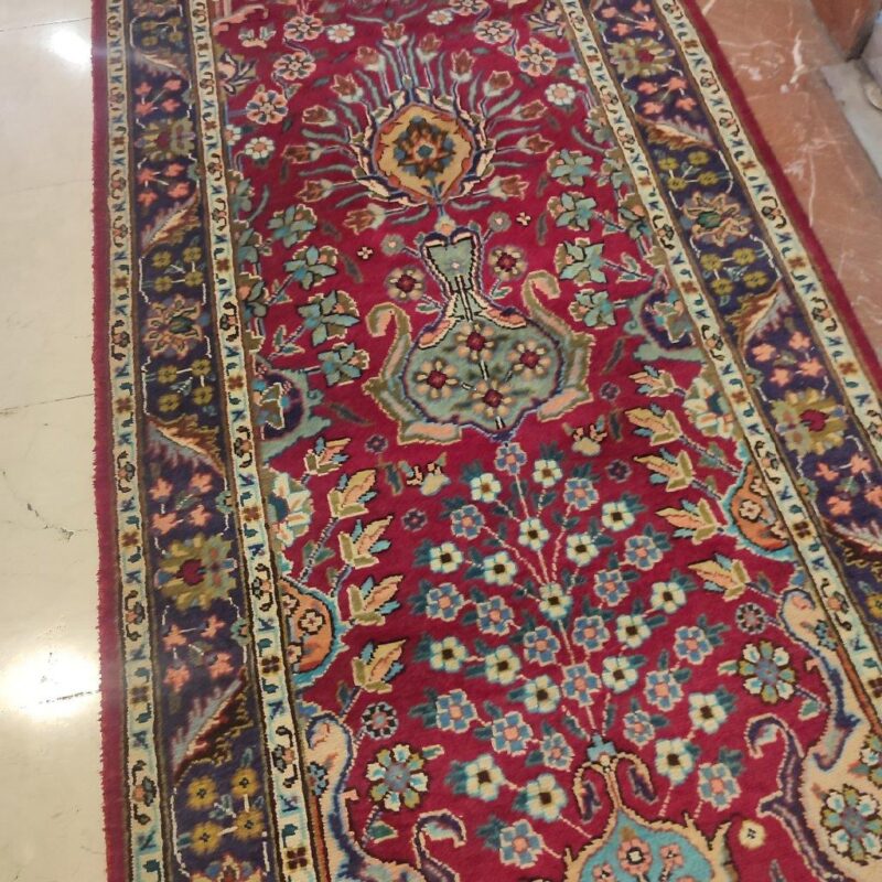 An old hand-woven side rug, five meters long, Tabriz design, code 219