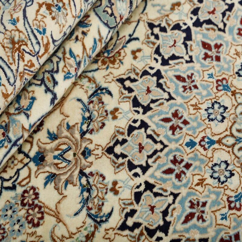 Nine-meter hand-woven old carpet, Nain design, 9la model, silk flower, code 560318